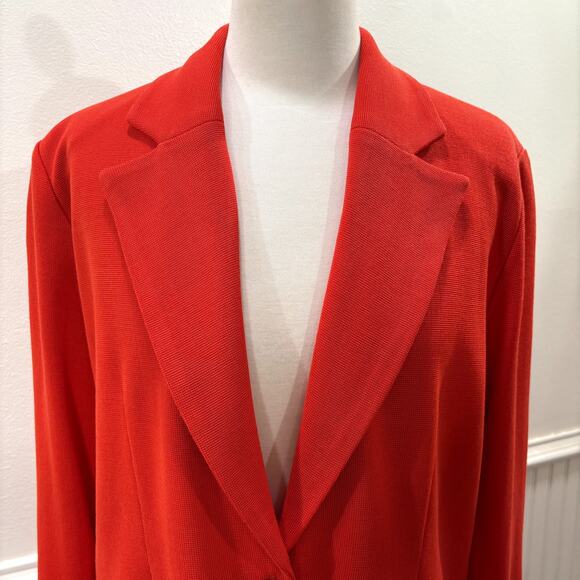 Exclusively Misook Size L Knit Blazer Jacket Bright Poppy Red Orange Unstructure - Picture 2 of 12